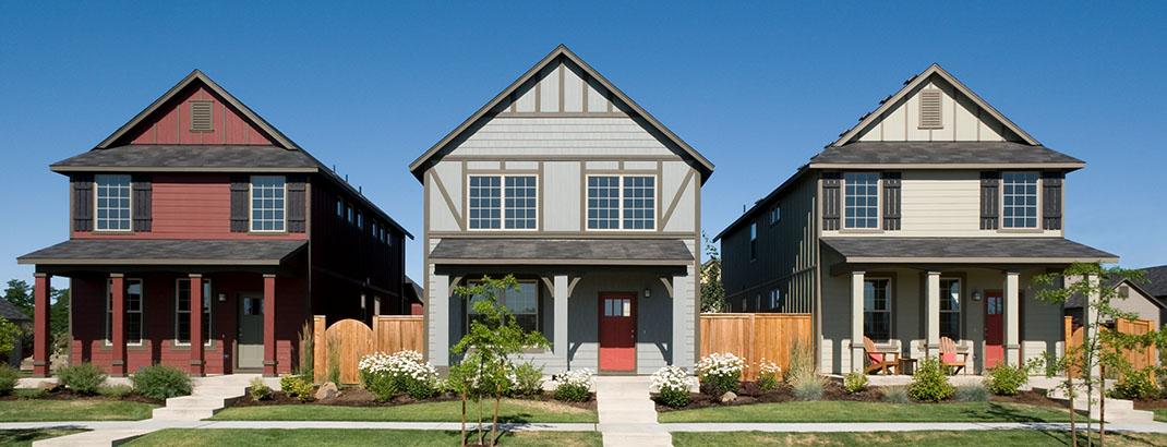 Street view of 3 small homes
