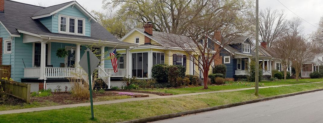 Street view of several homes